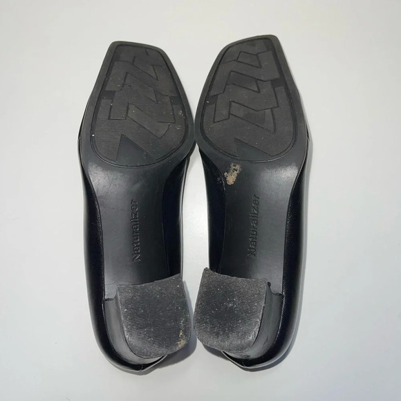 Naturalizer Black Square Toe Slip-on Contrast Leather Block Heels 7.5 Women’s - Picture 10 of 11